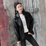 Zingj Leather Female Short Coat Loose Bf Korean Version Of Students 2024 Spring And Autumn New Haining PU Leather Jacket