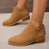 Head After The Zippered Martin Boots Large Size Leather Boots Solid Color Thin And Thick Leather And Ankle
