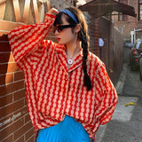 Women Shirt Vintage Blouse Polka Dot Top Long Sleeve Shirt Blue Streetwear Y2k Vintage Shirt And Blouse Autumn