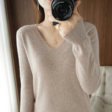Sweaters Women Casual V-neck Solid Jumpers Pullovers Spring Autumn Womens Sweater Cashmere Knitwear Bottoming
