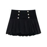 Black Balloon Gold Button Decorated Mini Skirt- Outfit