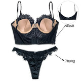 Ultra Thin Lace Underwear Sets Women Bralette Push Up Brassiere Sexy Eyelash Bra French Lingerie Female Bra and Panty