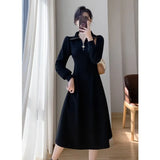 Zingj Polo Gets Large Size Dress Female Gentle French Feeling Waist Temperament Show Thin Cover Belly Long Skirt-Outfit