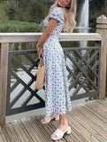 Puff Sleeve Floral Maxi Dress- Outfit