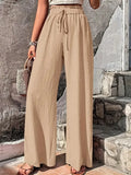 Color Casual Drawstring High Waist