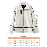 Women's Autumn And Winter Fashion Colliding Splicing Lead Resin Zipper To Keep Warm Imitation Lamb