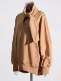 Personality Style 2025 Autumn Scarf Collar Silhouette Loose Long Sleeves Irregular Versatile New Hoodie