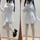 Lolita Outfits 2024 Spring Casual Embroidery Patchwork Tops + Shorts Female Loose Suit Y2k Aesthetic Two Piece