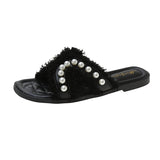 Fragrant Wind Cool Slippers Female 2025 Summer Korean Version Of The New Wear Fairy Wind Lady String Beads Flat With Fashion