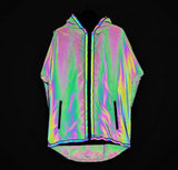 Dazzling Reflective Trench Coat European Size Loose Cloak Laser Luminous In The Long Jacket Jacket-Outfit