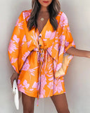 Zingj Fly Sleeve Wish Hot Style V Tie Leisure Vacation