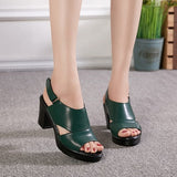 Women's Sandals Genuine Leather Platform Sandal 2021 Summer Thick Sole High Heels Ladies Sandal Summer Shoes For