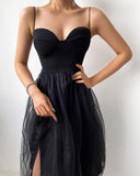 Summer Trendy Women Off Shoulder Strapless Sheer Mesh Sleeveless Female Wedding Wear Robes Black Long