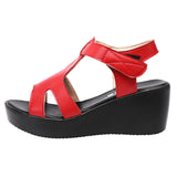 Leather Slope Heel Sandals Women 2023 Summer New Muffin Thick Soles Waterproof Platform With Large Heels Mother Sandals