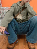 Vintage Star Patch Baggy Zip Up Hoodie- Outfit