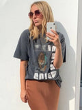 Sign Print Tee T-shirt White Cotton Summer Tshirt 2021 Casual Tops Femme Fashion