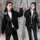Zingj Leather Female Short Coat Loose Bf Korean Version Of Students 2024 Spring And Autumn New Haining PU Leather Jacket