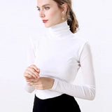 Blouse 2021 Women Basic Knitted Fashion Tops Long Sleeve Women Casual Blusa Femme Slim Ladies Plus Size Red