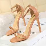 Zingj Fashion Ultra High Heel Patent Leather Open Toe With Sandals Summer Sexy Nightclub Women High