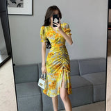 Style French Retro Floral Snowy Dress Women's Summer New Sanya Beach Irregular