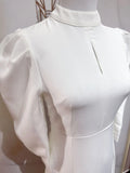 Professional Lantern Sleeve Ass Dress Women's Clothing Beauty Temperament Long-Term Collar Hollow