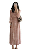 Zingj Korea East Gate New Style 2024 Summer Gentle Sweet French Big Pocket Belt Broken Flower Long Dress Female-Outfit