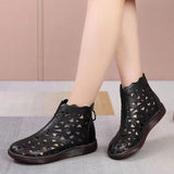 Large-Size Hollow Cool Boots Women's New Breathable Hole Flat Bottom Large Size Mother
