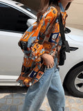 Vintage Mixed Print Long Sleeve Blouse- Outfit