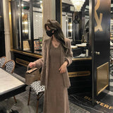 Loose Casual Knitting Sets for Women 2 Pieces 2023 Autumn Winter Elegant Fashions Sweater Long Sleeves Female