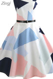 Women Summer Dress Clothing Floral Robe femme Tunic Casual Elegant Vintage Rockabilly Dresses Swing