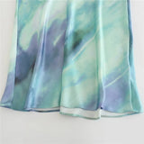 Tie Dye Satin Dress Woman Asymmetric Long Dresses For Women 2023 Off Shoulder Elegant Midi Dresses Ruched Party