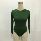 Colors Long Sleeve O Neck Casual Bodysuit Women Body Tops White Black Nude Red Party Bandage Bodycon Romper Body suit