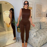 Fitness Jumpsuit Women Sleeveless Backless Hollow High Elastic Activity One Piece Workout Overalls Female