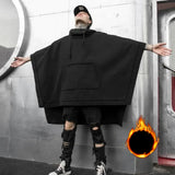 Gothic Techwear Black Oversized Hoodies Sweatshirt Baggy Trench Coat Anorak Men Alt Punk Japanese Streetwear Hip Hop