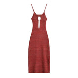 Red Knit Cut Out Strappy Hook Midi Dress- Outfit