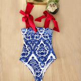 Piece Swimsuit 2021 New Cute Swimwear Women Bow Swimwear Hollow Out Bathing Suit Back crisscross Monokini