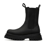 2025 New Youth Round Head Frosted High Help Middle Tube Thick Bottom Set Foot Men's Flat Heel Martin Boots