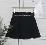 College Style Gray Half Skirt Short Skirt Small High-Waist A-Word Skirt Jk Skirt With Belt