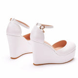 Hed Sandals Women's Summer 2025 New Comfortable White Thick-Soled Round Head High-Heeled Waterproof Table Casual Women's