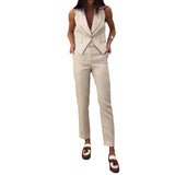 Zingj Summer New Fashion Temperament Simple Vest Suit Long Suit Pants-Outfit