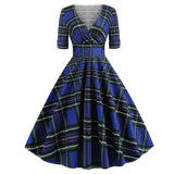 Green Solid Rockabilly 1950S Vintage Ruched V Neck Elegant Party Dress Women 2021 Summer Half Sleeve A Line Midi