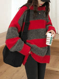 Oversized Stripe Pullover Sweater- Outfit