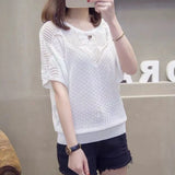 Zingj Out Net Shirt Female New Loose Head Large Size Jacket Thin Knit Air Conditioning Shirt Short Sleeve Summer Dress Student T-Shirt-Outfit