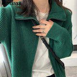 Vintage Thicken Turtleneck Women Cardigans Tops 2021 Autumn Winter Loose Zippers Casual Female Knitted