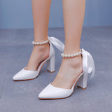 Cm Coarse Heel Sandals Mary Jane White Wedding Large-Size Sandals 42 Yards High Heels Spring And Summer Sandals