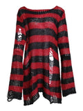 Distressed Stripe Longline Sweater- Outfit