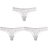 3PCS/Set Sexy Panties Women Low-waist Briefs Female Lace Embroidery Underwear Transparent G String Underpant
