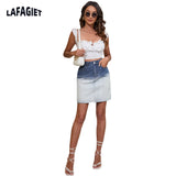 Denim Plus Size Skirt Spring Zipper Slim Gradient Ladies Skirt High Waist Short Skirt Summer Gothic Club Large Jean