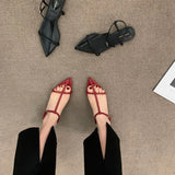 French Flat With Red Sandals Women's Shoes 2025 New Summer Fairy Dress Roman