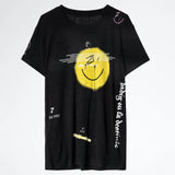 Symbols Print T-shirts Women Summer Linen Fashion Short Sleeves Tees Tops Streetwear Fashion O-neck Casual T-shirts